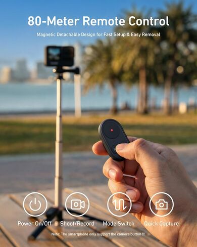 TELESIN Mini Selfie Stick & Phone Tripod for DJI Osmo 360 Action 6/5/4, GoPro Hero 13/12/11, Vlog Selfie Stand with 80m Remote and Phone Clip for iPhone & Android, Portable Vlogging Tripods for Travel in Saudi Arabia