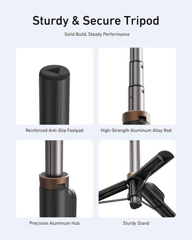 TELESIN Mini Selfie Stick & Phone Tripod for DJI Osmo 360 Action 6/5/4, GoPro Hero 13/12/11, Vlog Selfie Stand with 80m Remote and Phone Clip for iPhone & Android, Portable Vlogging Tripods for Travel in Saudi Arabia