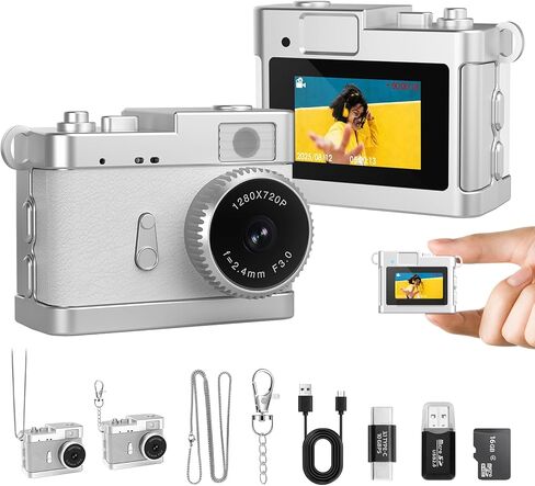 كاميرا سلسلة المفاتيح، كاميرا رقمية صغيرة سعة 16 جيجابايت مع فلاش مدمج ومرشحات قديمة، كاميرا جيب صغيرة للسفر، تسجيل الفيديو، هدية عيد ميلاد للأصدقاء in Kuwait