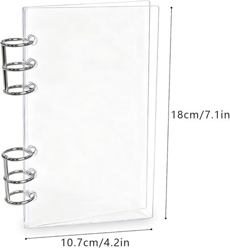 2 Pack A6 Binder 6-Ring Clear Acrylic Binder Notebook Cover Loose Leaf Personal Planner Budget Binder with Silver Metal Round Ring in Saudi Arabia