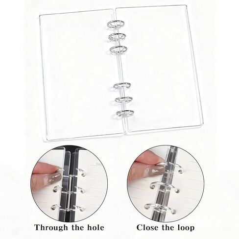2 Pack A6 Binder 6-Ring Clear Acrylic Binder Notebook Cover Loose Leaf Personal Planner Budget Binder with Silver Metal Round Ring in Saudi Arabia