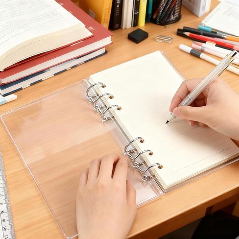 2 Pack A6 Binder 6-Ring Clear Acrylic Binder Notebook Cover Loose Leaf Personal Planner Budget Binder with Silver Metal Round Ring in Saudi Arabia