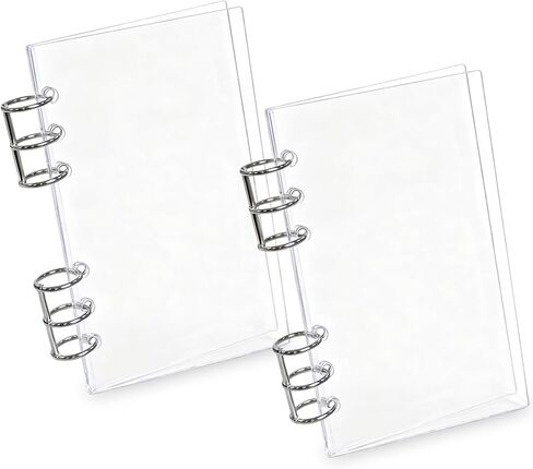 2 Pack A6 Binder 6-Ring Clear Acrylic Binder Notebook Cover Loose Leaf Personal Planner Budget Binder with Silver Metal Round Ring in Saudi Arabia