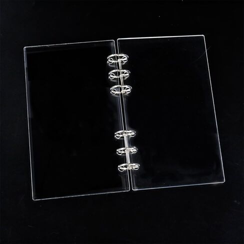 2 Pack A6 Binder 6-Ring Clear Acrylic Binder Notebook Cover Loose Leaf Personal Planner Budget Binder with Silver Metal Round Ring in Saudi Arabia