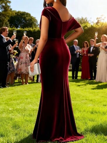 Long One Shoulder Velvet Formal Dresses Mermaid Maxi Wedding Guest Prom Party Gowns for Women in Saudi Arabia