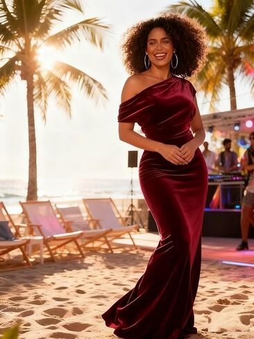 Long One Shoulder Velvet Formal Dresses Mermaid Maxi Wedding Guest Prom Party Gowns for Women in Saudi Arabia