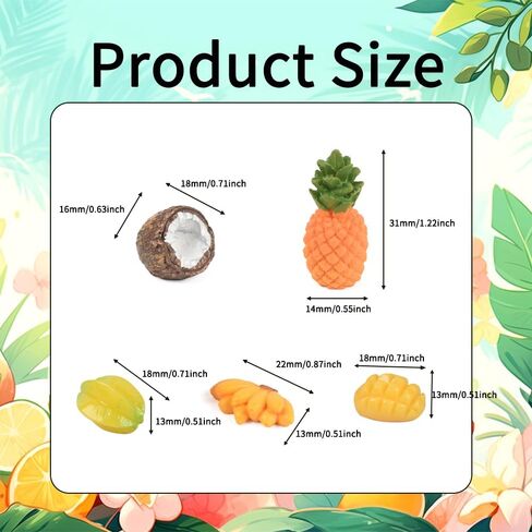 Mini Fake Fruit 30PCS, Artificial Tropical Fruit Resin Fruit Models Miniature Banana Mango Pineapple Starfruit Coconut for Mini Kitchen Scene House Store Display Decoration in Saudi Arabia