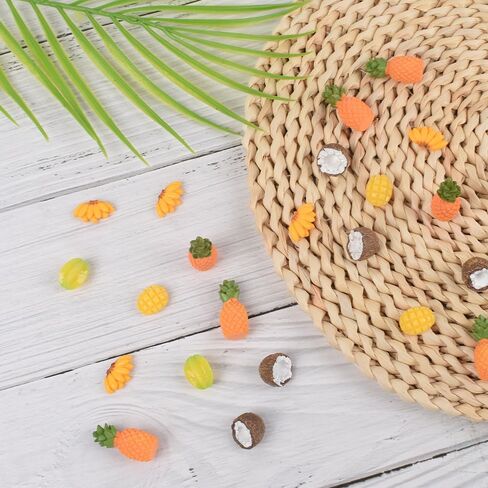 Mini Fake Fruit 30PCS, Artificial Tropical Fruit Resin Fruit Models Miniature Banana Mango Pineapple Starfruit Coconut for Mini Kitchen Scene House Store Display Decoration in Saudi Arabia