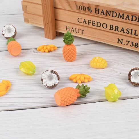 Mini Fake Fruit 30PCS, Artificial Tropical Fruit Resin Fruit Models Miniature Banana Mango Pineapple Starfruit Coconut for Mini Kitchen Scene House Store Display Decoration in Saudi Arabia