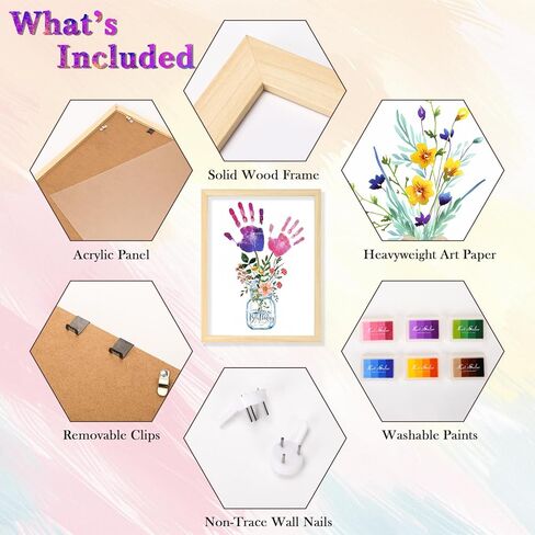 CLUSIVC DIY Birthday Gifts for Grandma and Mom Flower Bouquet Handprint Craft Kitv from Kids, Unique Gifts for Grandma Mom Mimi Nana(12" x 16", 2 Art Papers, Wood Frame in Saudi Arabia