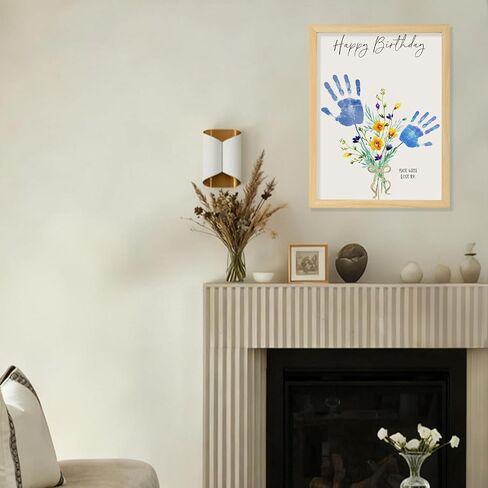 CLUSIVC DIY Birthday Gifts for Grandma and Mom Flower Bouquet Handprint Craft Kitv from Kids, Unique Gifts for Grandma Mom Mimi Nana(12" x 16", 2 Art Papers, Wood Frame in Saudi Arabia