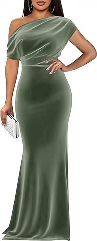 Long One Shoulder Velvet Formal Dresses Mermaid Maxi Wedding Guest Prom Party Gowns for Women in Saudi Arabia