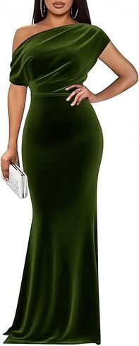 Long One Shoulder Velvet Formal Dresses Mermaid Maxi Wedding Guest Prom Party Gowns for Women in Saudi Arabia