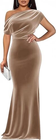 Long One Shoulder Velvet Formal Dresses Mermaid Maxi Wedding Guest Prom Party Gowns for Women in Saudi Arabia