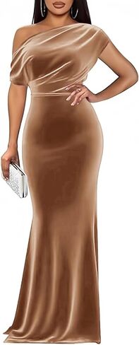 Long One Shoulder Velvet Formal Dresses Mermaid Maxi Wedding Guest Prom Party Gowns for Women in Saudi Arabia