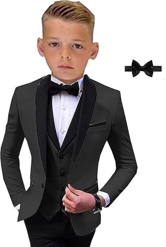 Suit for Boys Wedding Tuxedo 3 Piece Double Breasted Vest Blazer Pants Notched Lapel Formal Kids Party Suit in Saudi Arabia
