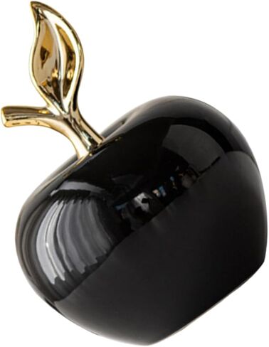 Cabilock Black Ceramic Apple Ornament 4.5 Inch Small Lifelike Apple Figurine Home Decor for Living Room Entryway Desktop Display Artistic Clay Fruit Decoration in Saudi Arabia
