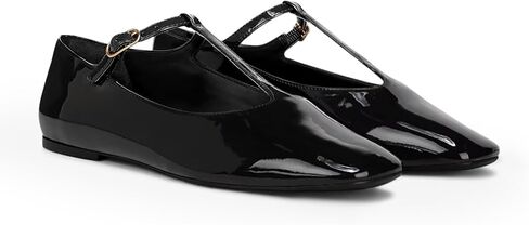 Coutgo Womens Mary Jane Flats T-Strap Closed Square Toe Ballet Flats Ankle Strap Dress Shoes in Saudi Arabia