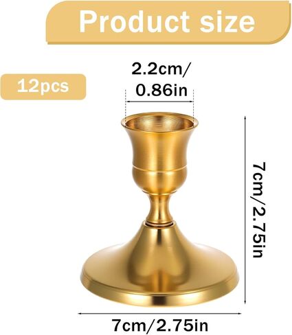 Gold Taper Candle Holder Set of 12,Vintage Small Low Brass Candlestick Holders,Short Skinny Candle Stick Holders for Dinner Room Table Centerpiece or Mantel Wedding Party Decor in Saudi Arabia