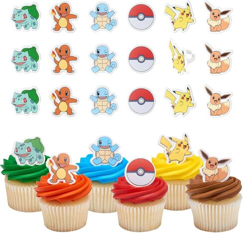 DecoSet® Pokemon Light Up Pikachu Cake Top، مجموعة تزيين مكونة من 4 قطع، زينة عيد ميلاد لجميع أحجام وأشكال الكعك in Kuwait