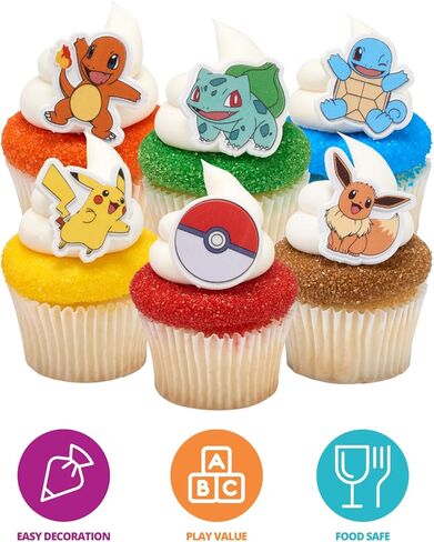 DecoSet® Pokemon Light Up Pikachu Cake Top، مجموعة تزيين مكونة من 4 قطع، زينة عيد ميلاد لجميع أحجام وأشكال الكعك in Kuwait