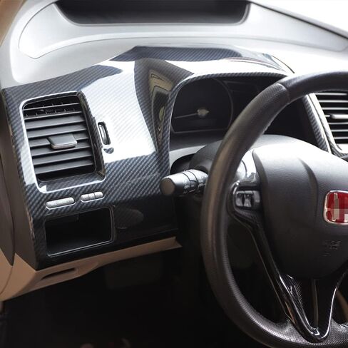 Red Black Carbon Fiber Pattern Dashboard Panel Cover Trim Fit for Honda Civic 2006 2007 2008 2009 2010 2011 (Black) in Saudi Arabia