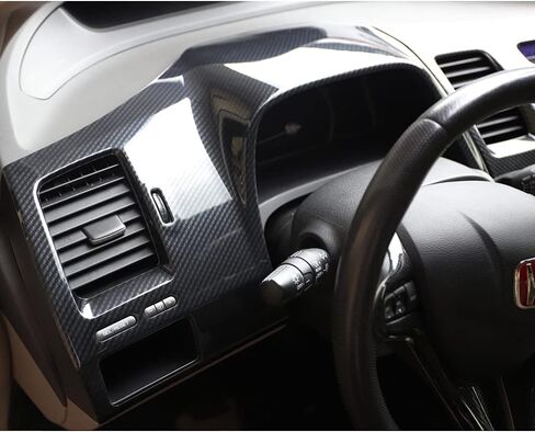 Red Black Carbon Fiber Pattern Dashboard Panel Cover Trim Fit for Honda Civic 2006 2007 2008 2009 2010 2011 (Black) in Saudi Arabia