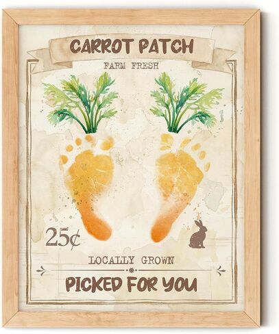 TwoDays Baby's First Easter Bunny Footprint Art Kit - My 1st Easter Framed Keepsake Newborn Gifts Ideas, DIY Handprint Gift for Girl/Boy Basket Stuffers from Grandma (12" X 16", Wood Frame) in Saudi Arabia
