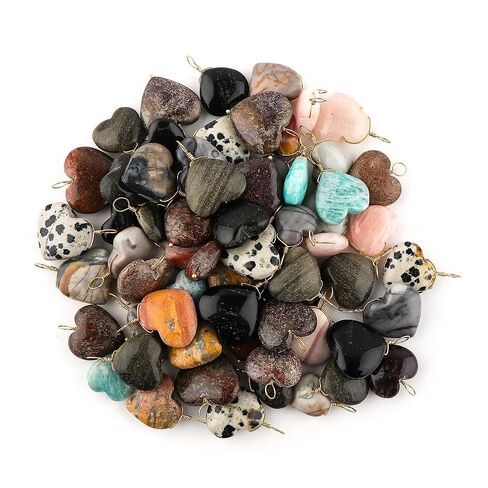 JOR (Pack of 5) Wholesale Bulk Mix Gemstone Crystals Pendant Necklace, Jewelry for Women, Natural Cabochons, Chakra Healing Stone, Gift Jewelry, Dainty Necklaces, Gold Chain 18 inch (Mystery Pack) in Kuwait