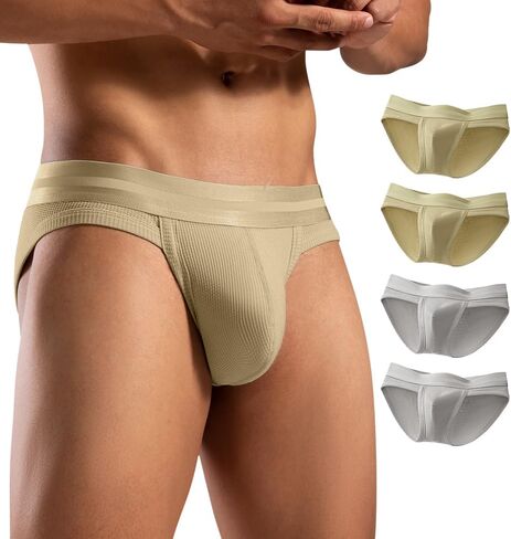 ملابس داخلية رجالية من مزيج القطن من Hgn - ملابس داخلية شبكية مسامية مع حزام خصر عريض مريح، 4 قطع أساسية للارتداء اليومي in Kuwait