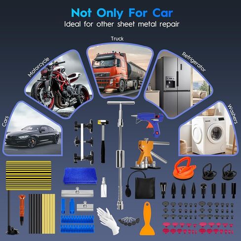 مجموعة أدوات سحب دنت السيارة، 120 قطعة أداة إزالة دنت السيارة، طقم إصلاح دنت السيارة مع رافع ذهبي، مطرقة منزلقة على شكل حرف T، أداة سحب الجسر، طقم إصلاح دنت تلقائي بدون طلاء لإصلاح باب ثلاجة السيارة in Kuwait