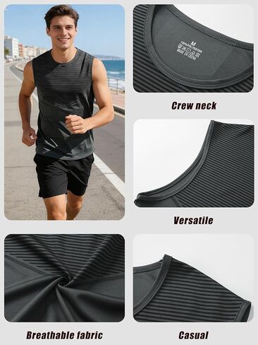 2-Pack Men's Sleeveless Tank Tops, Lightweight Quick-Dry Athletic Undershirts for Sports Travel Casual Wear in Saudi Arabia