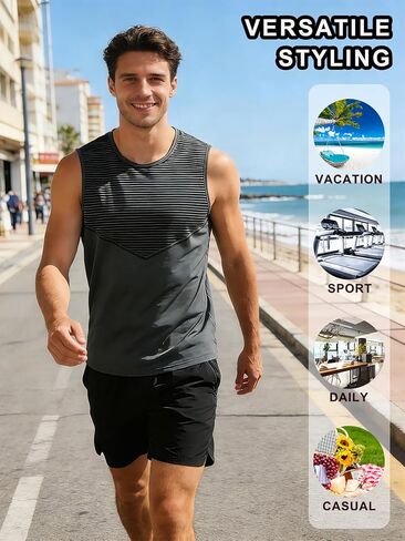 2-Pack Men's Sleeveless Tank Tops, Lightweight Quick-Dry Athletic Undershirts for Sports Travel Casual Wear in Saudi Arabia