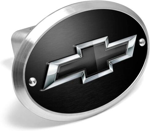 iPick Image Made for Chevrolet Black 3D Logo on Black Oval Billet Aluminum 2 inch Tow Hitch Cover in Saudi Arabia