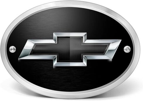 iPick Image Made for Chevrolet Black 3D Logo on Black Oval Billet Aluminum 2 inch Tow Hitch Cover in Saudi Arabia