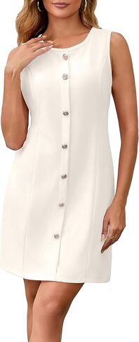 ZVO Women's Work Dress Office Formal Dresses Sleeveless Crewneck Button Down Business Outfits in Saudi Arabia