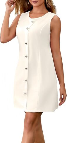 ZVO Women's Work Dress Office Formal Dresses Sleeveless Crewneck Button Down Business Outfits in Saudi Arabia