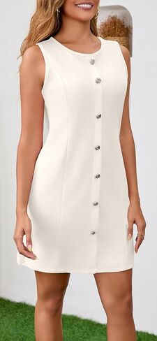 ZVO Women's Work Dress Office Formal Dresses Sleeveless Crewneck Button Down Business Outfits in Saudi Arabia