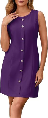 ZVO Women's Work Dress Office Formal Dresses Sleeveless Crewneck Button Down Business Outfits in Saudi Arabia