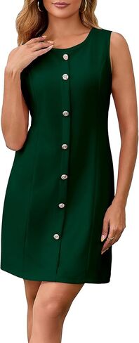 ZVO Women's Work Dress Office Formal Dresses Sleeveless Crewneck Button Down Business Outfits in Saudi Arabia