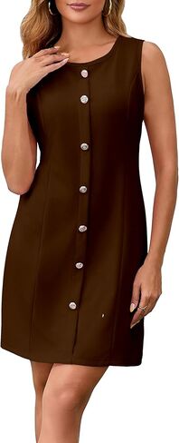 ZVO Women's Work Dress Office Formal Dresses Sleeveless Crewneck Button Down Business Outfits in Saudi Arabia