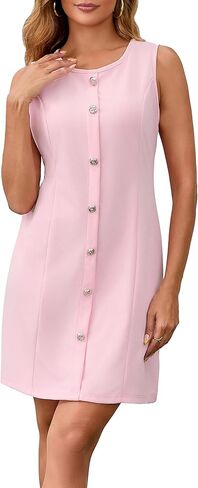 ZVO Women's Work Dress Office Formal Dresses Sleeveless Crewneck Button Down Business Outfits in Saudi Arabia