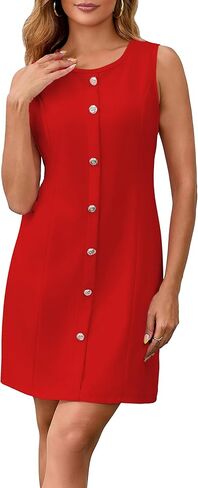 ZVO Women's Work Dress Office Formal Dresses Sleeveless Crewneck Button Down Business Outfits in Saudi Arabia