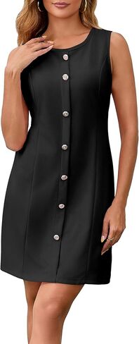 ZVO Women's Work Dress Office Formal Dresses Sleeveless Crewneck Button Down Business Outfits in Saudi Arabia