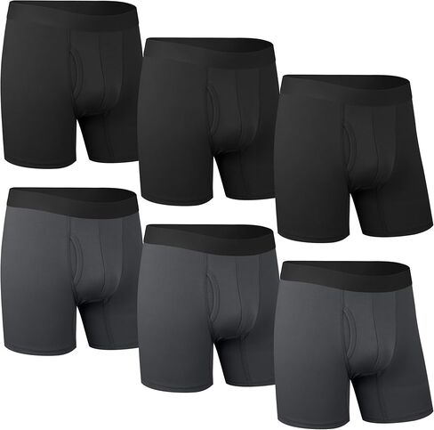 سراويل داخلية بوكسر قطنية للرجال مكونة من 6 قطع - ملابس داخلية ناعمة قابلة للتنفس، تصميم بدون علامات، طيران مفتوح، لا راحة أثناء الركوب in Kuwait