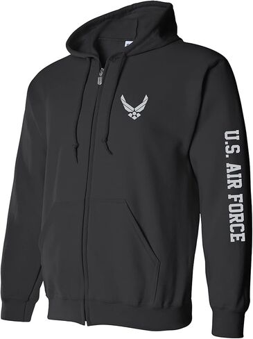 zerogravitee U.S. Air Force Grey Sleeve Print Full-Zip Hooded Sweatshirt in Saudi Arabia