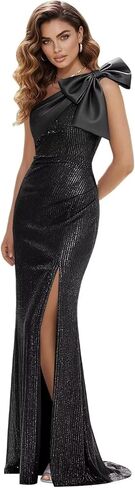 One Shoulder Sequin Prom Dresses with Bow 2026 Long Mermaid Sparkly Satin Evening Gowns for Women Formal in Kuwait