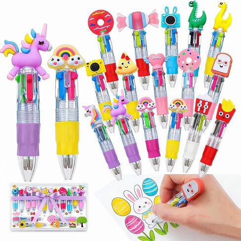 BESARME 16 Pcs Fun Pens for Kids, Multicolor Pens in One Easter Basket Stuffers Classroom Gifts for Students 4-in-1 Cute Pen Bulk for Birthday Party Favors in Saudi Arabia