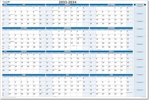 2026-2027 تقويم جداري أفقي مالي ممتاز قابل للمسح الجاف من يوليو إلى يونيو 24 بوصة × 36 بوصة. يتضمن قلم تحديد وممحاة in Kuwait