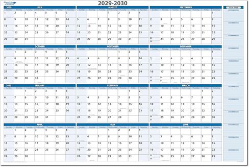 2026-2027 تقويم جداري أفقي مالي ممتاز قابل للمسح الجاف من يوليو إلى يونيو 24 بوصة × 36 بوصة. يتضمن قلم تحديد وممحاة in Kuwait